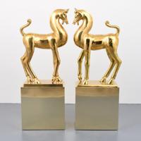 Pair of Large Brass Horse Sculptures, Manner of Maison Jansen - Sold for $5,000 on 08-20-2020 (Lot 5).jpg